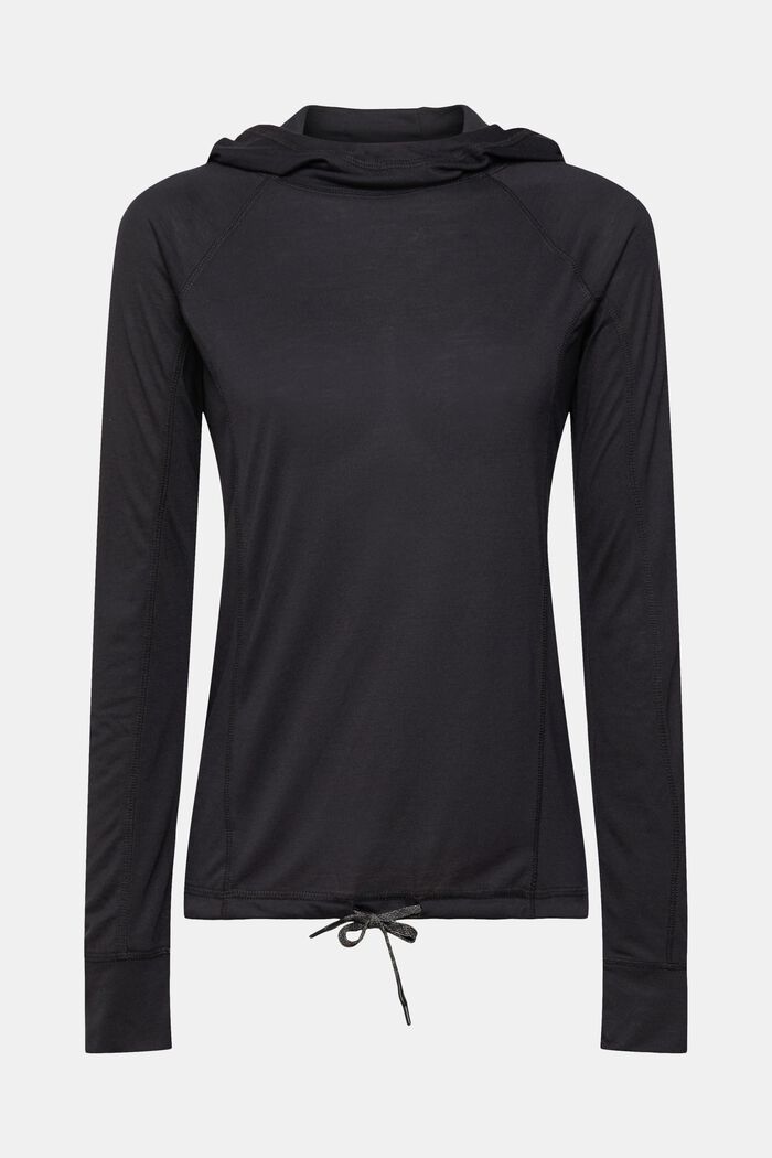 Hupullinen pitkähihainen paita, LENZING™ ECOVERO™, BLACK, detail image number 2