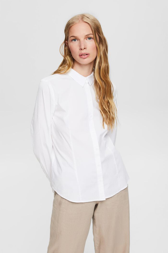 Tyköistuva paitapusero, WHITE, detail image number 0