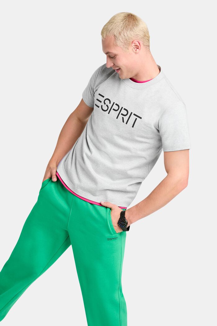 Logollinen unisex-t-paita puuvillajerseytä, LIGHT GREY, detail image number 1