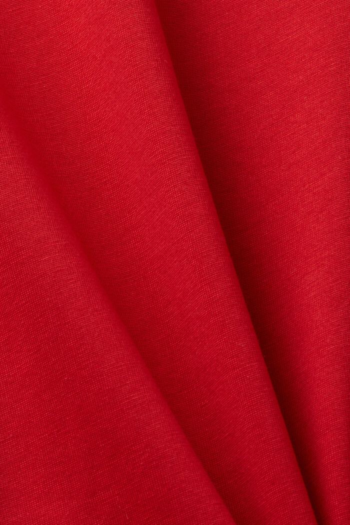 Jersey-t-paita V-pääntiellä, 100 % puuvillaa, DARK RED, detail image number 5