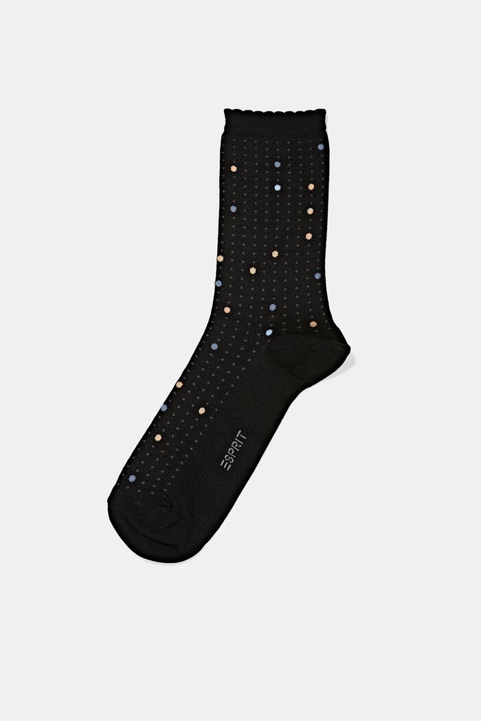 Puuvillasekoitteesta valmistetut sukat, joissa simpukkareunus, BLACK, detail image number 0