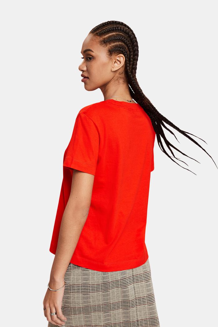 T-paita puuvillaa, pyöreä pääntie, RED, detail image number 2