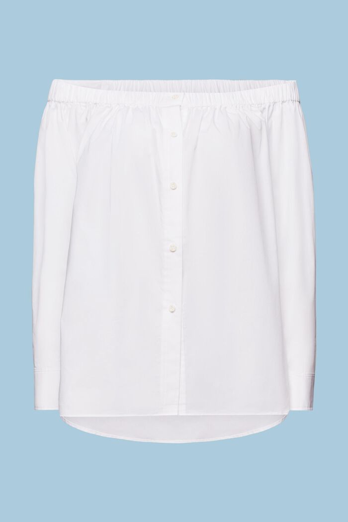 Olkapäät paljastava paita popliinia, WHITE, detail image number 6