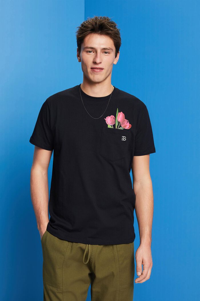 Painettu jersey-T-paita 100 % puuvillaa, BLACK, detail image number 0