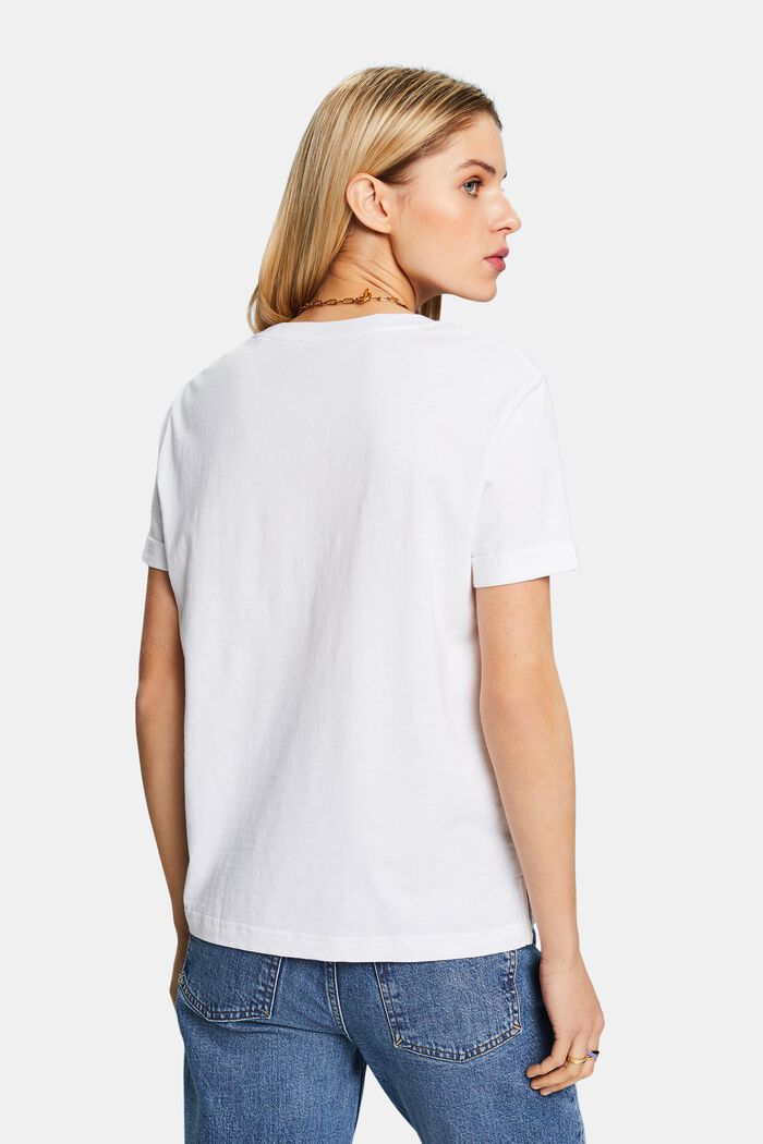 Pyöreäpäänteinen slub-T-paita, WHITE, detail image number 3