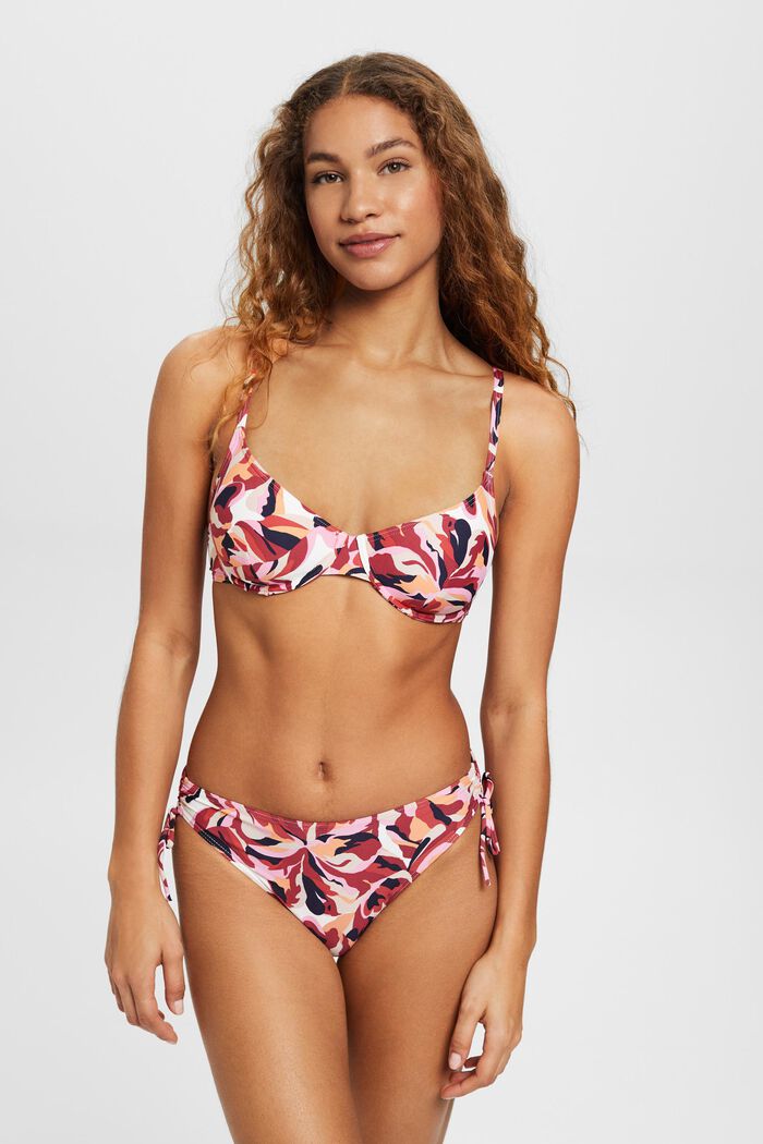 Carilo beach kukkakuvioiset bikinihousut, DARK RED, detail image number 1