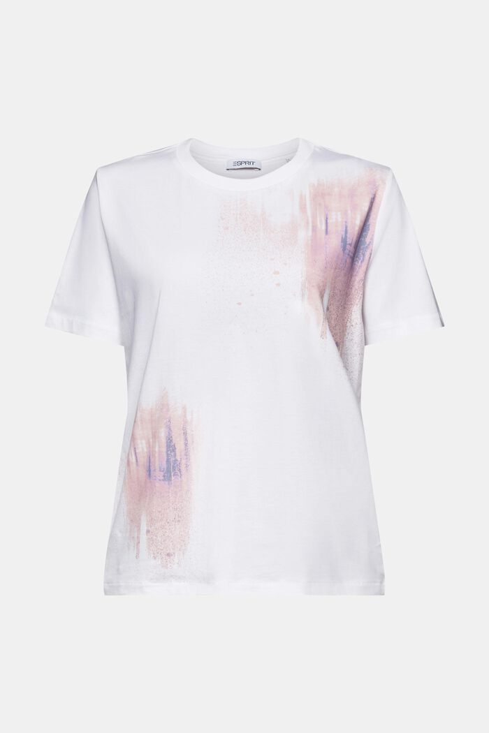 Graafisesti kuvioitu t-paita puuvillaa, WHITE, detail image number 6