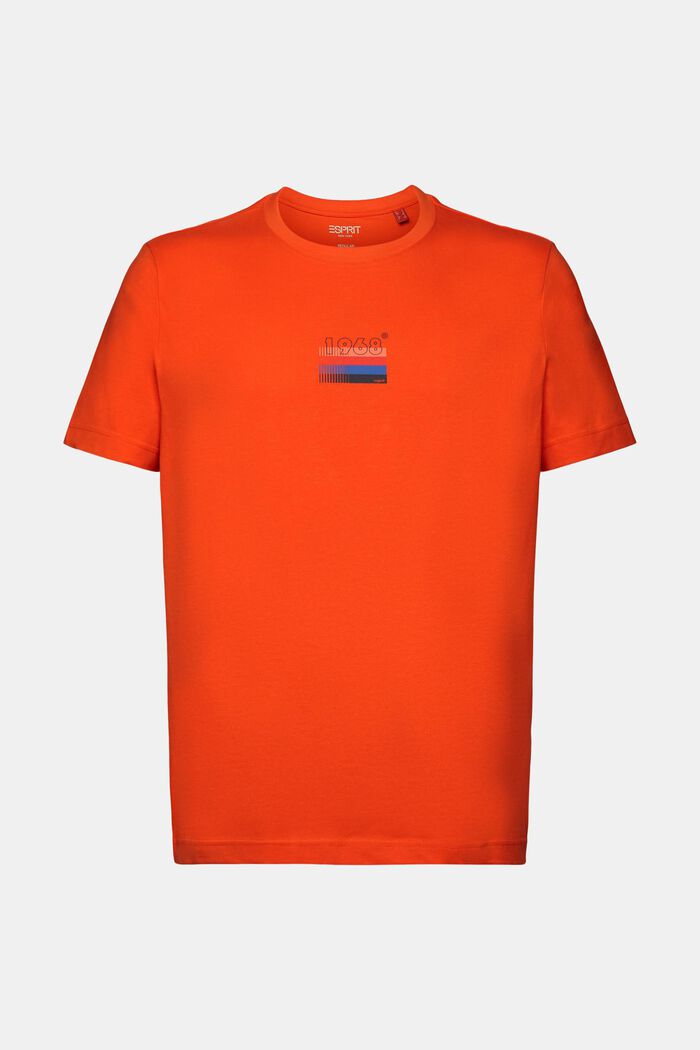 Painokuvioitu jersey-T-paita 100 % puuvillaa, BRIGHT ORANGE, detail image number 6