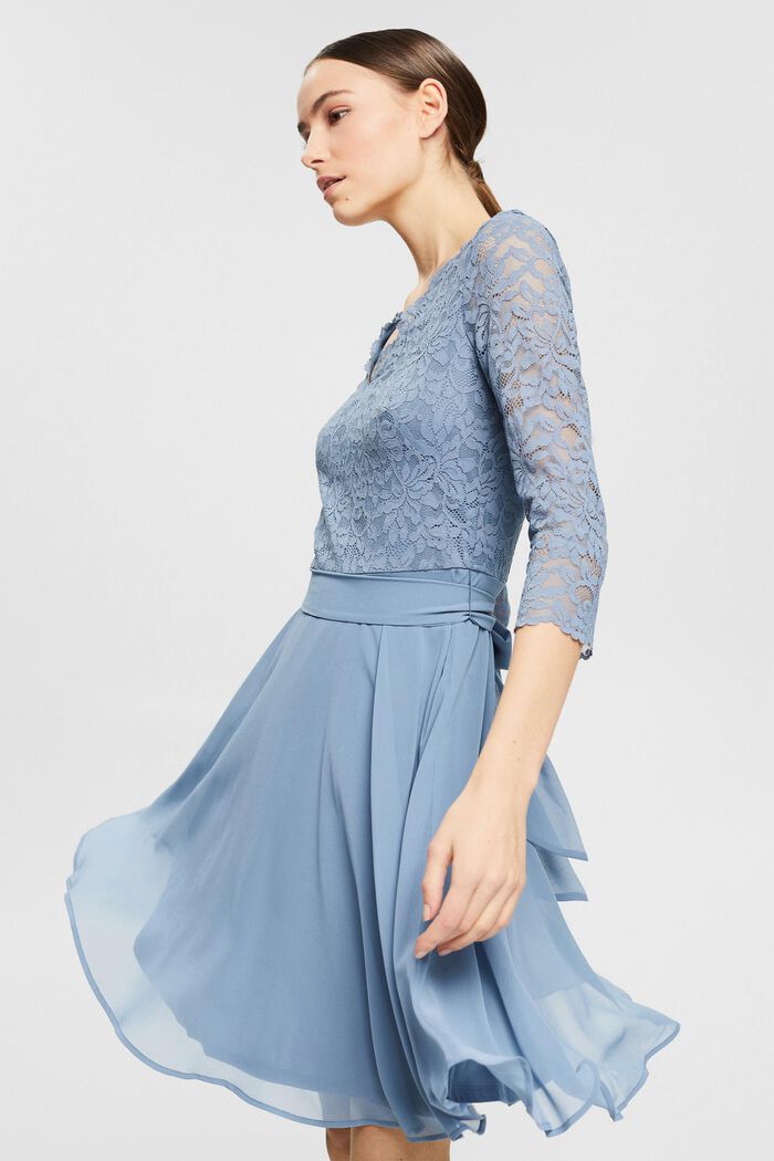 Kierrätettyä: mekko, jossa pitsinen yläosa, GREY BLUE, detail image number 0