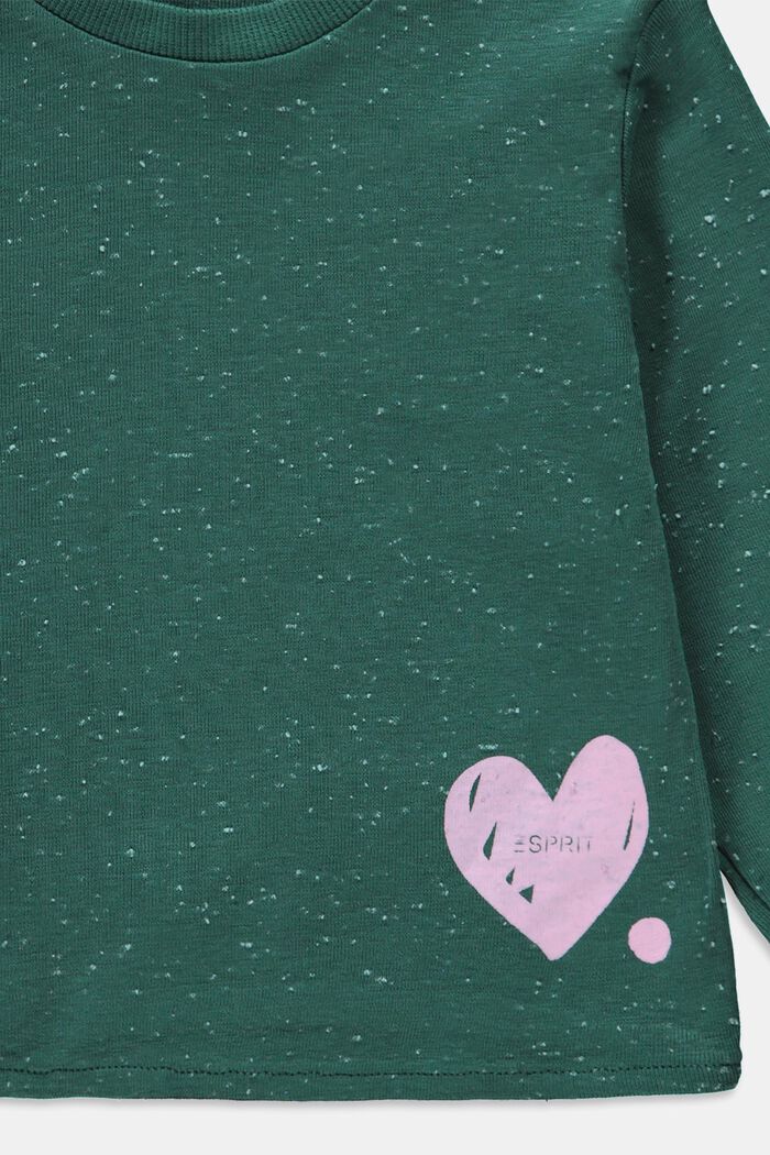 Pitkähihainen paita, jossa sydänpainatus, TEAL GREEN, detail image number 2