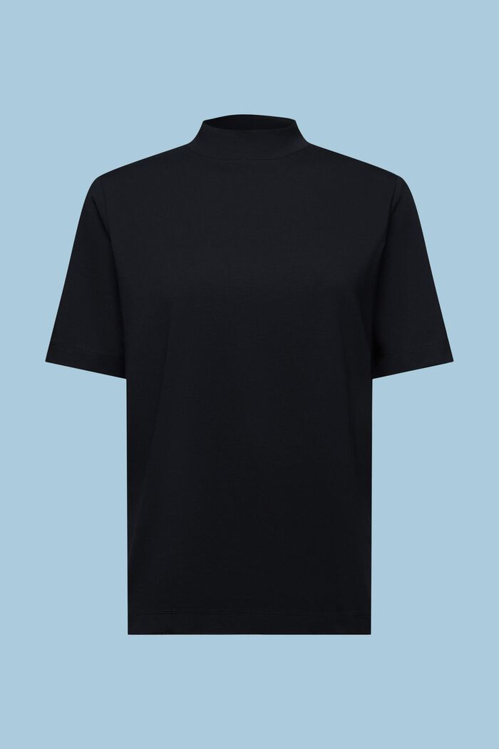 Jersey-T-paita, jossa korkea kaulus, BLACK, detail image number 6