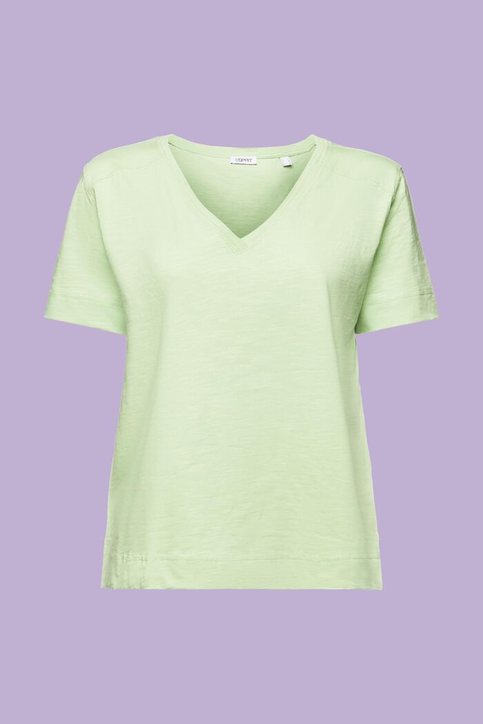 V-aukkoinen jersey-T-paita, LIGHT GREEN, detail image number 5