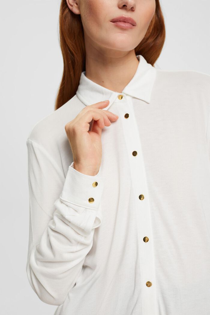 Napillinen pitkähihainen paita, LENZING™ ECOVERO™, OFF WHITE, detail image number 0