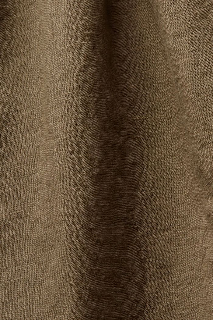 Hihaton, rypytetty pusero pellavaa ja puuvillaa, KHAKI GREEN, detail image number 5