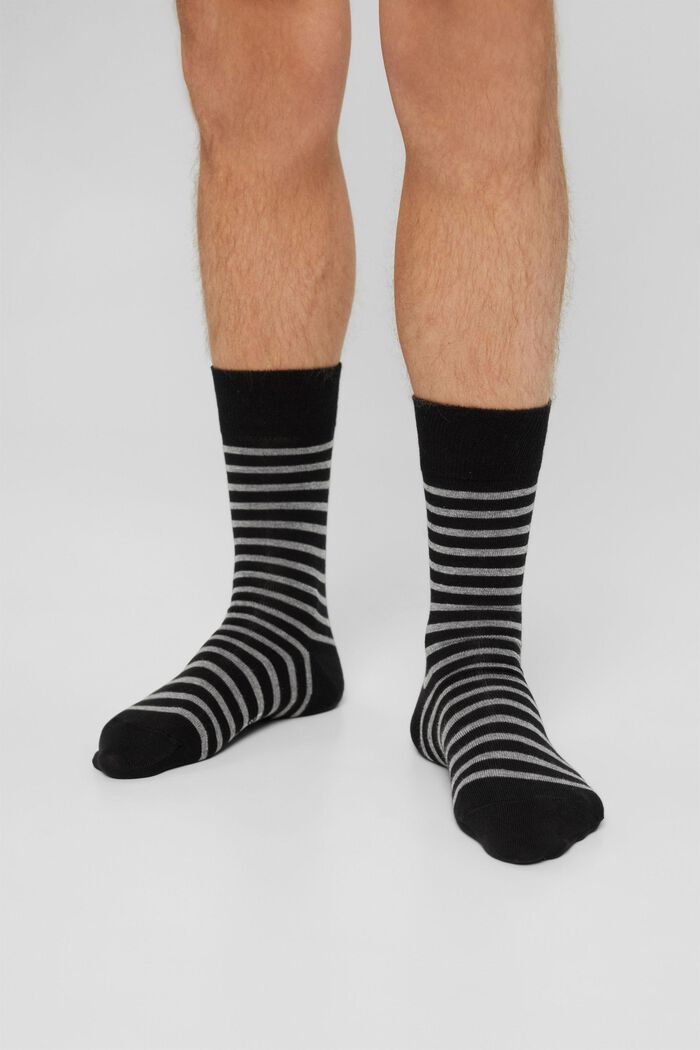 2 paria sukkia, luomupuuvillasekoitetta, BLACK, detail image number 2