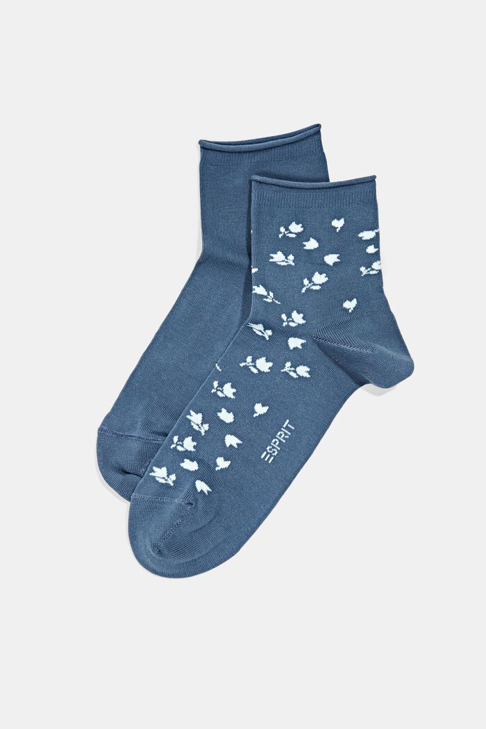 2 paria lyhyitä sukkia kukkakuviolla, VENICE NIGHT, detail image number 0