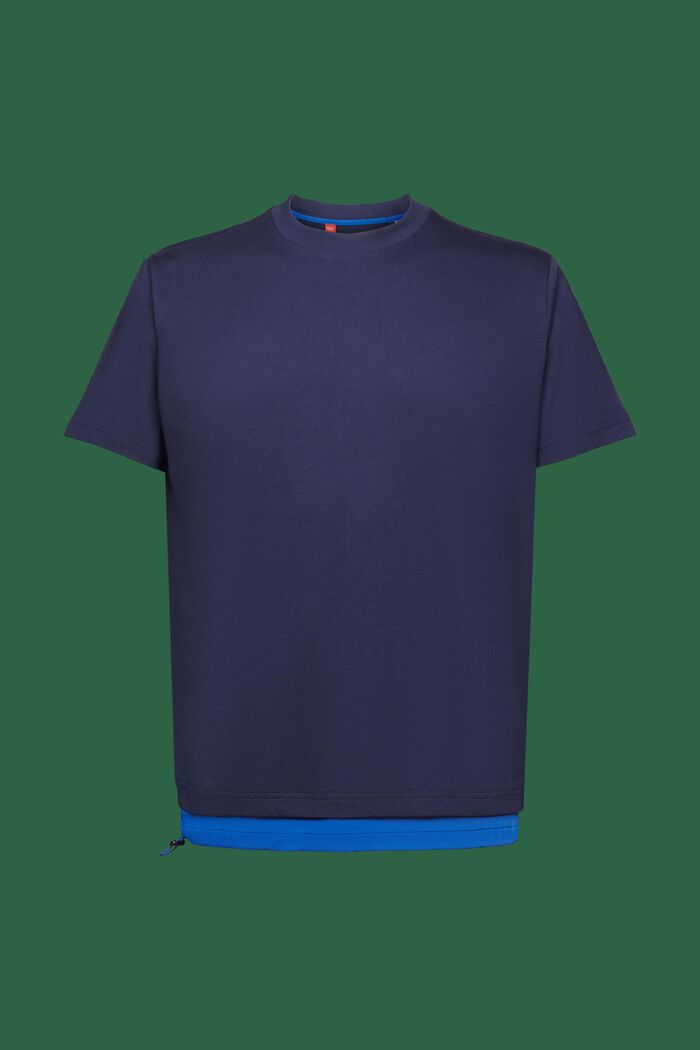Kiristysnauhallinen T-paita puuvillajerseytä, DARK BLUE, detail image number 5