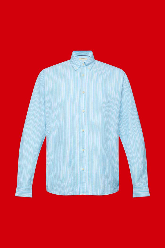 Pellavaa sisältävä, raidallinen paita, TURQUOISE, detail image number 5