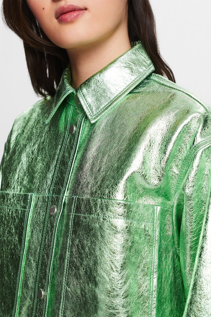 Metallinhohtoisesti pinnoitettu paitatakki, LIGHT AQUA GREEN, detail image number 3