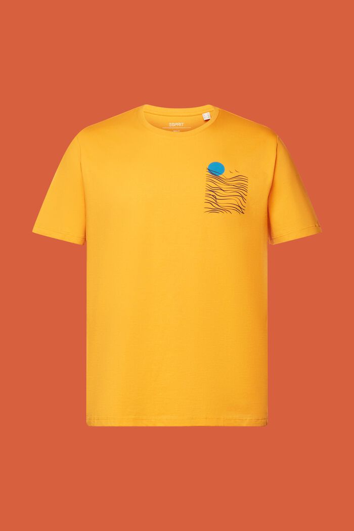 Jersey-t-paita 100 % puuvillaa, rinnan kohdalla painatus, BRIGHT ORANGE, detail image number 6