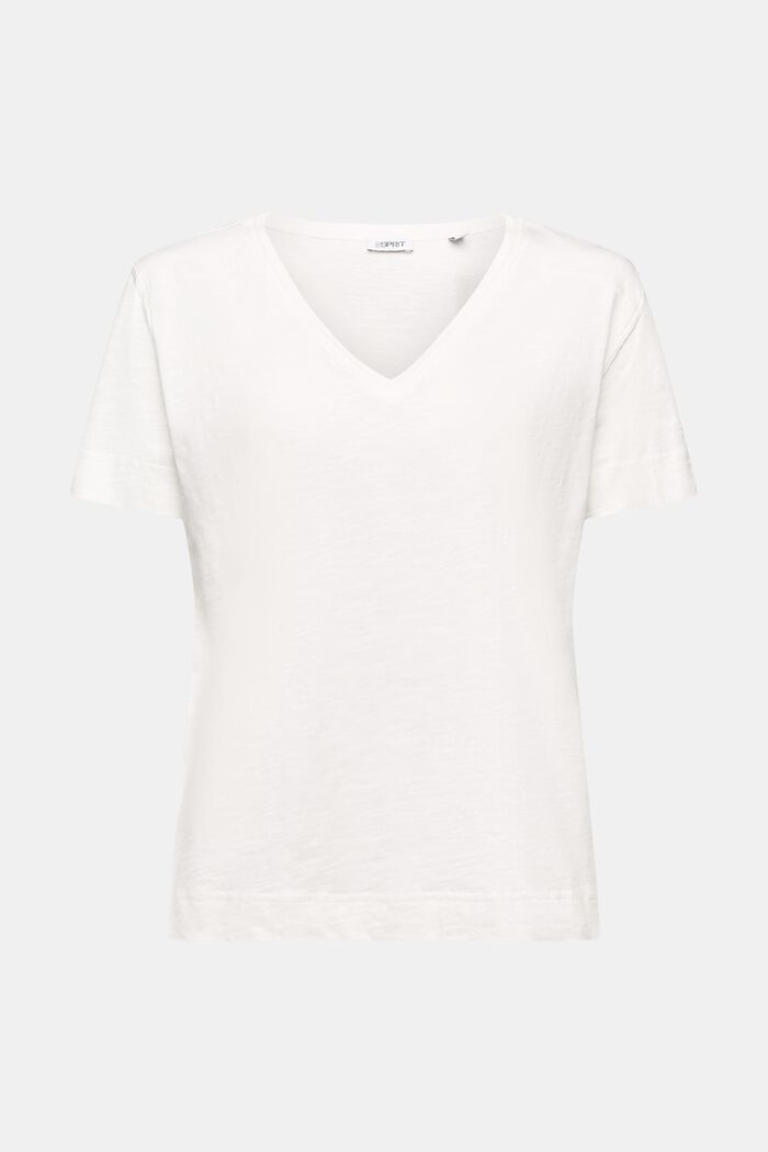 V-aukkoinen jersey-T-paita, OFF WHITE, detail image number 6