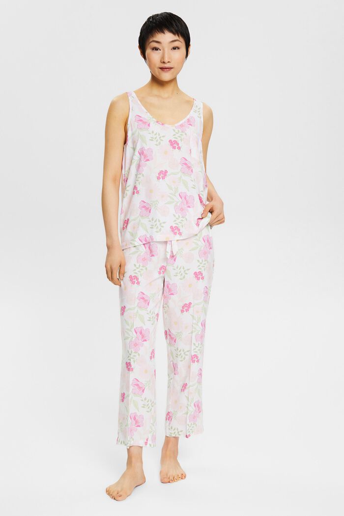 Kukkakuvioitu pyjama, LENZING™ ECOVERO™, WHITE, detail image number 0