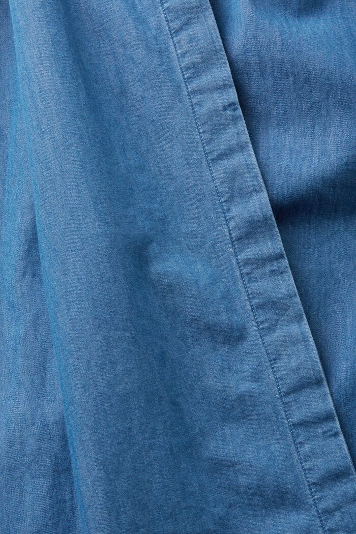Puuvilladenimistä valmistettu midimekko ja solmittava vyö, BLUE MEDIUM WASHED, detail image number 5