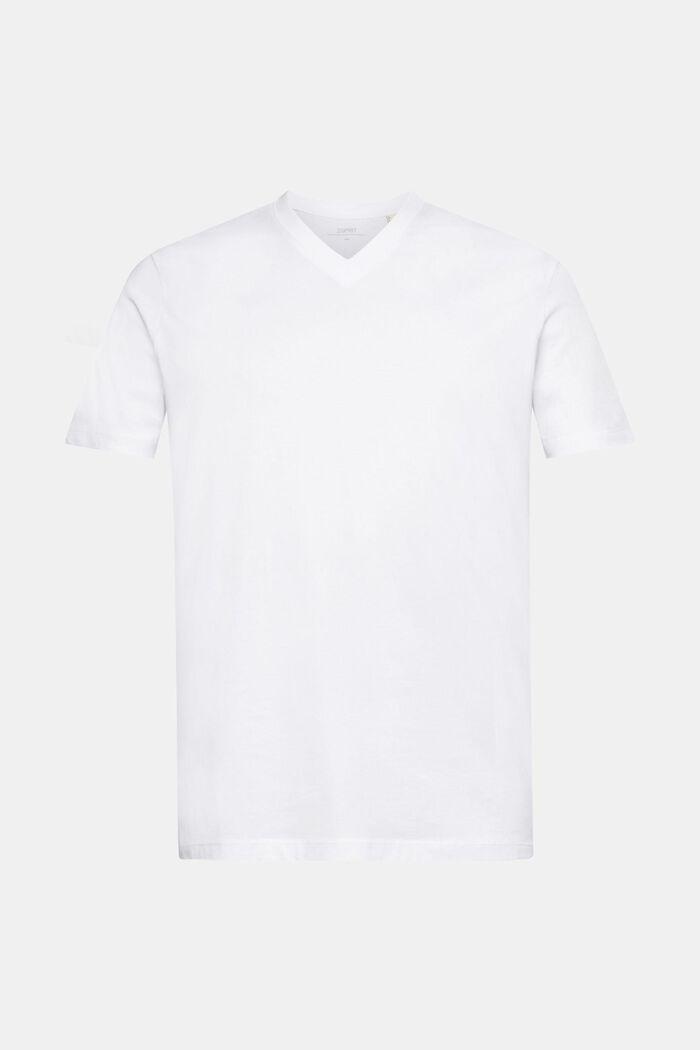 V-aukkoinen T-paita puuvillaa, slim fit -malli, WHITE, detail image number 6