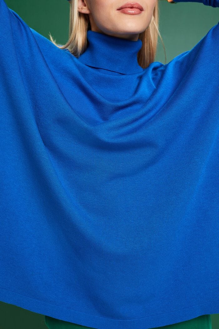 Lepakkohihainen pooloneulepusero, BRIGHT BLUE, detail image number 3