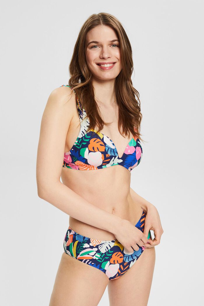 Värikkäästi kuvioitu bikinitoppi muunneltavilla olkaimilla, NAVY, detail image number 0