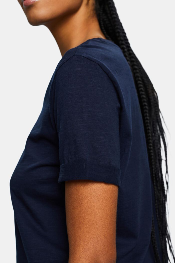Pyöreäpäänteinen slub-T-paita, NAVY, detail image number 3