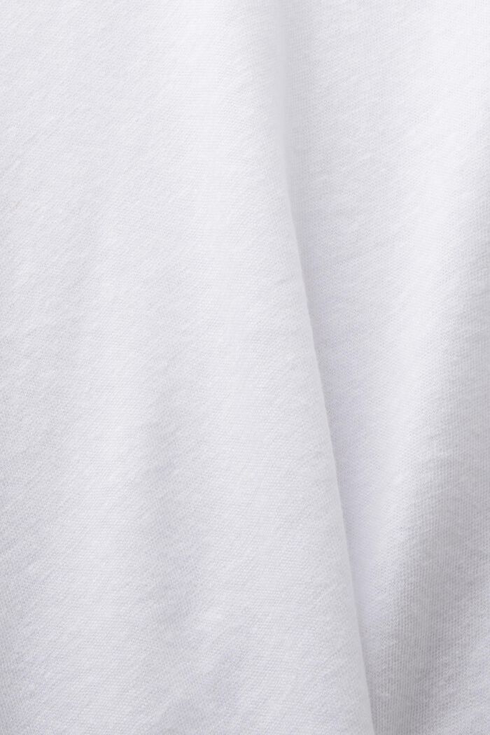 T-paita puuvillapellavaa, V-pääntie, WHITE, detail image number 4