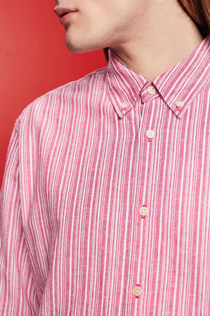 Pellavaa sisältävä, raidallinen paita, DARK PINK, detail image number 2