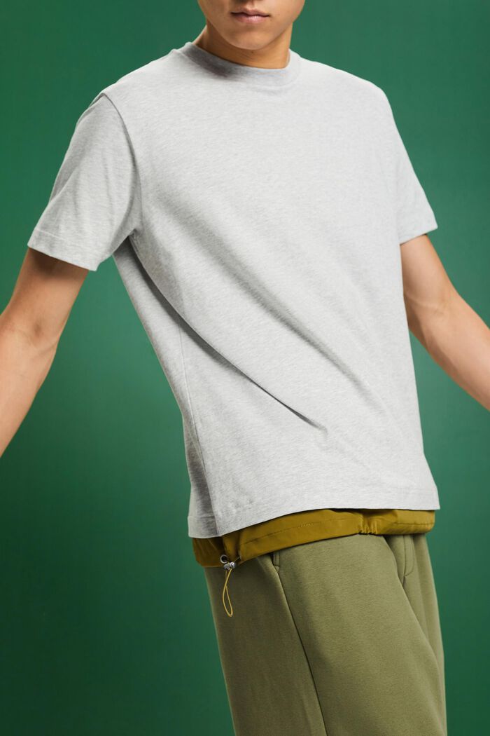 Kiristysnauhallinen T-paita puuvillajerseytä, LIGHT GREY, detail image number 1