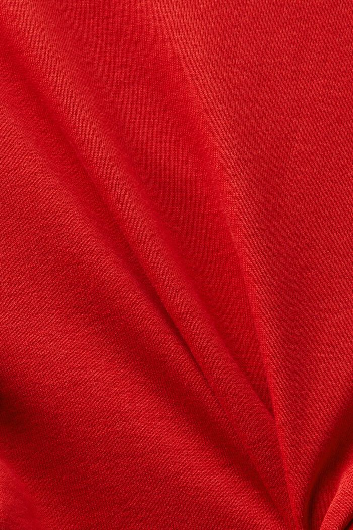 Puuvillainen T-paita, jossa V-pääntie, DARK RED, detail image number 4
