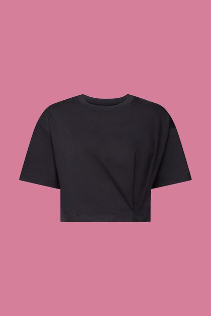 Vajaapituinen T-paita, jossa pyöreä pääntie, BLACK, overview