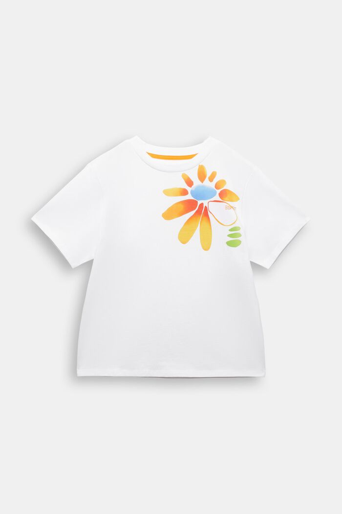 Graafisesti kuvioitu t-paita puuvillaa, WHITE, detail image number 2