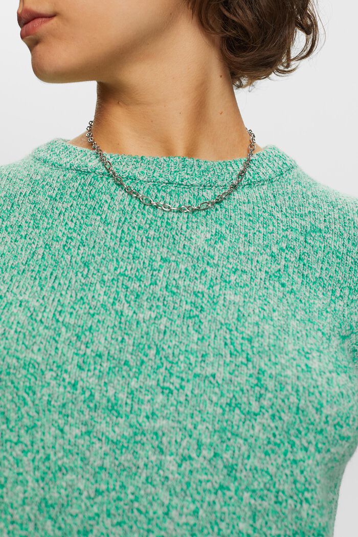 Villasekoitteesta valmistettu neulepusero, jossa pyöreä pääntie, GREEN, detail image number 2