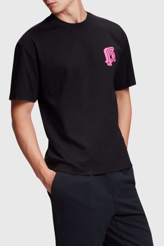 Relaxed Fit -t-paita neonprintillä, BLACK, detail image number 0