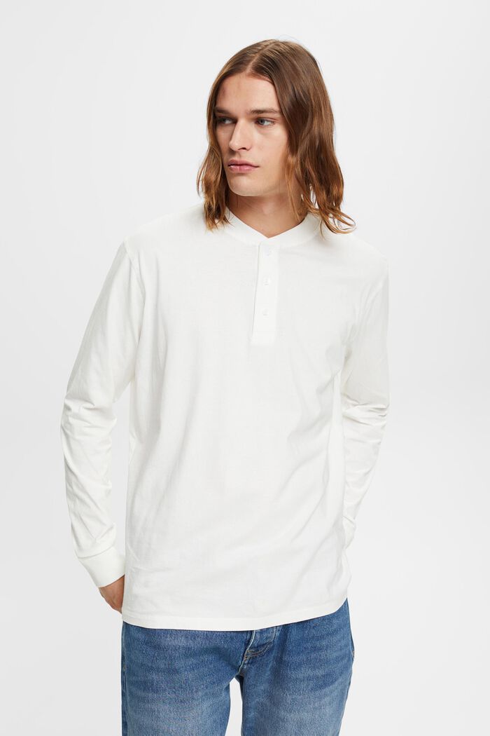 Nappikoristeinen pitkähihainen paita, OFF WHITE, detail image number 0