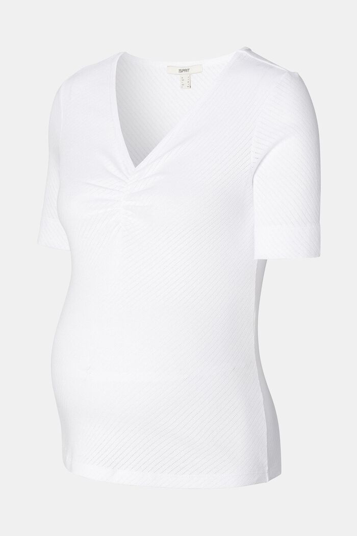 Pointelle-T-paita luomupuuvillaa, BRIGHT WHITE, detail image number 4
