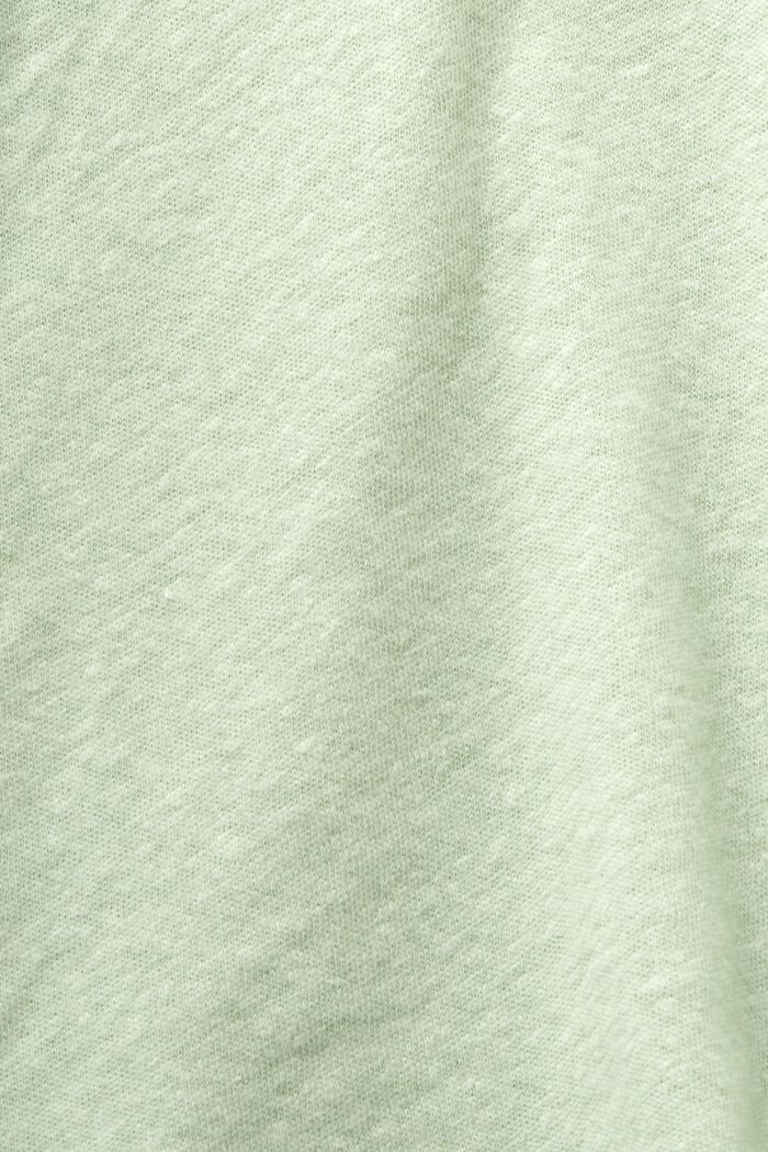 T-paita puuvillapellavaa, V-pääntie, LIGHT GREEN, detail image number 4