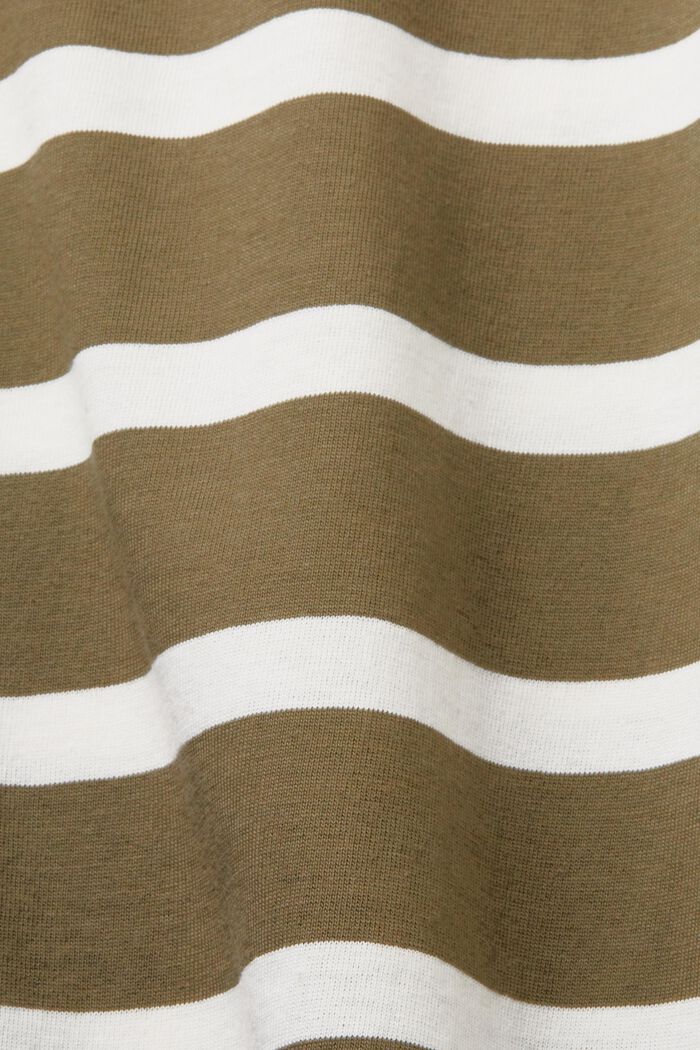 Raidallinen jersey-t-paita puuvillaa, KHAKI GREEN, detail image number 5