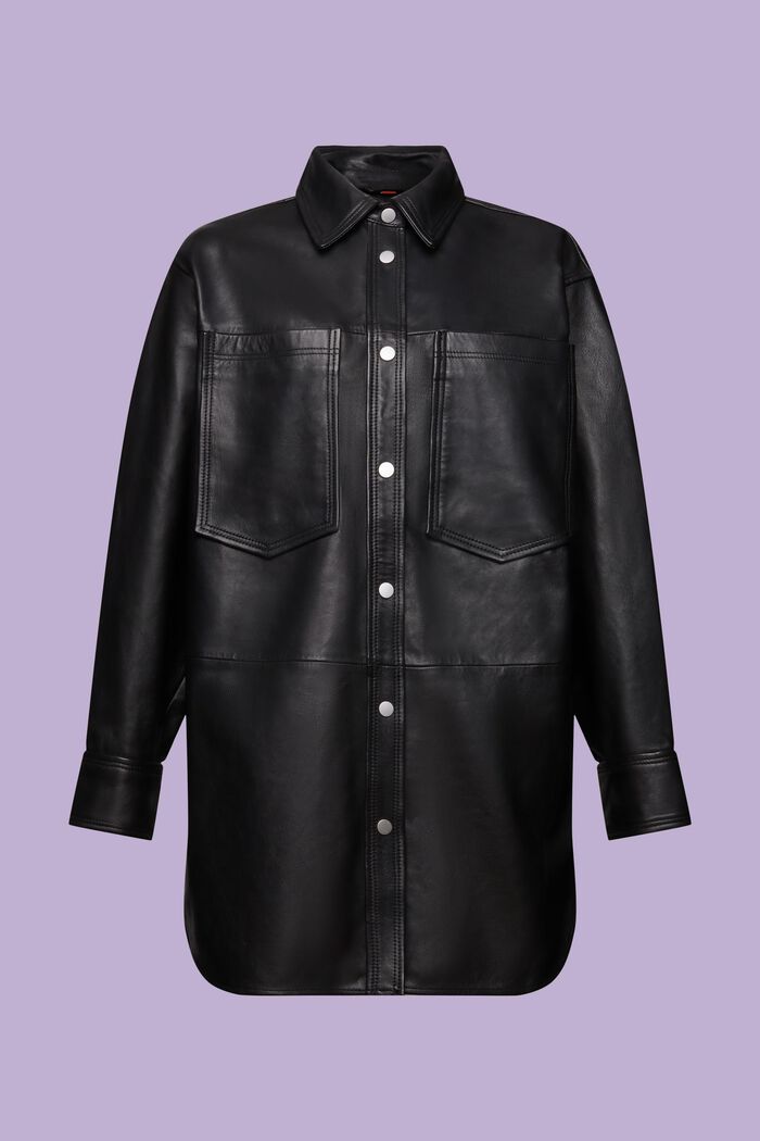 Oversize-paitatakki nahkaa, BLACK, detail image number 6