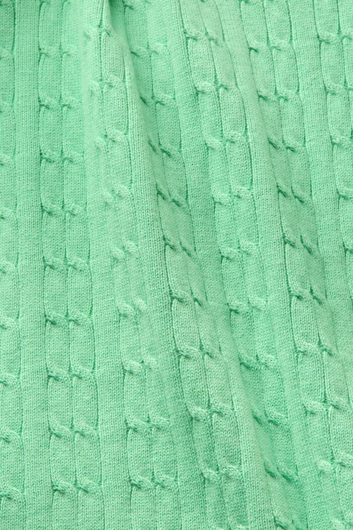 Palmikkoneulepaita, jossa pikeekaulus, LIGHT GREEN, detail image number 4
