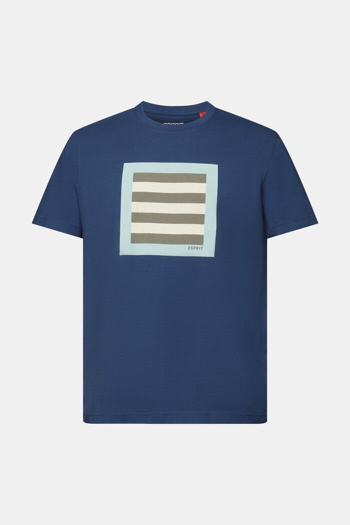Graafinen t-paita puuvillajerseytä, GREY BLUE, detail image number 5