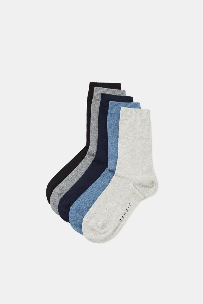 5 paria yksivärisiä sukkia, GREY/BLUE COLORWAY, detail image number 0