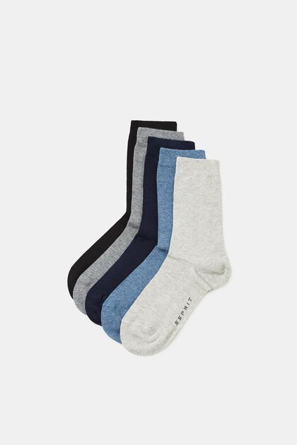 5 paria yksivärisiä sukkia, BLUE/GREY/WHITE, overview