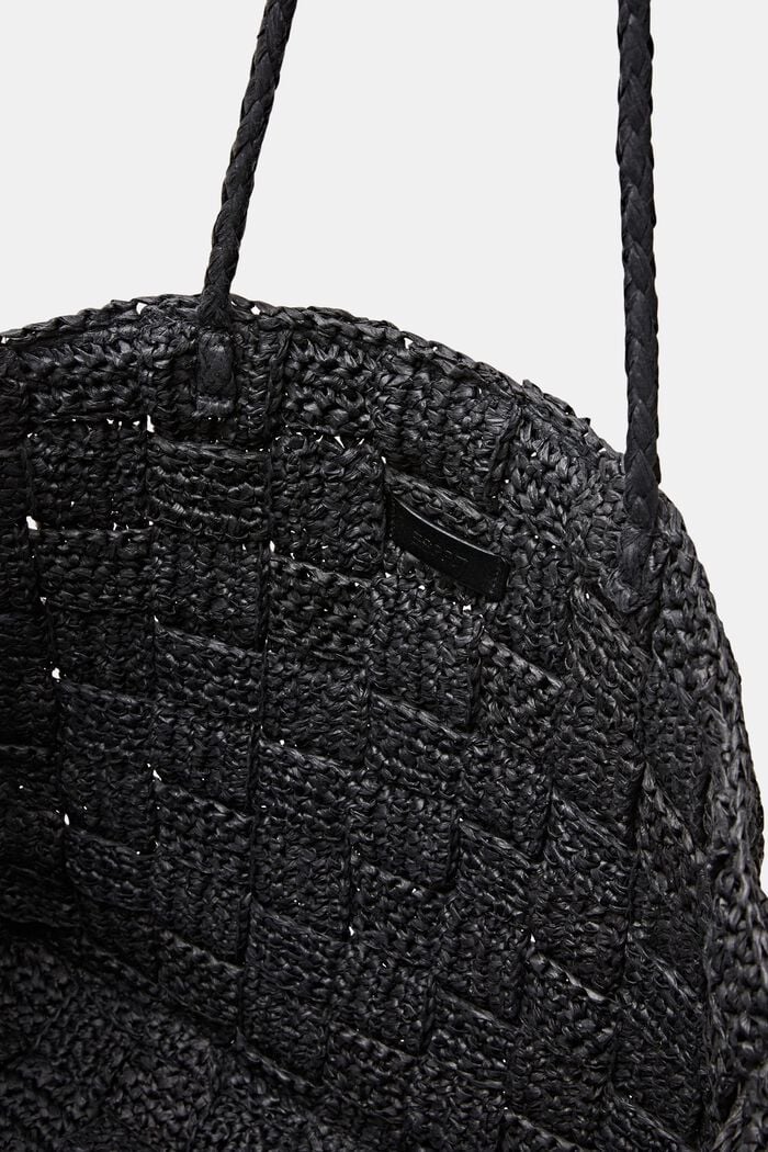 Kudottu tote bag olkea, BLACK, detail image number 3