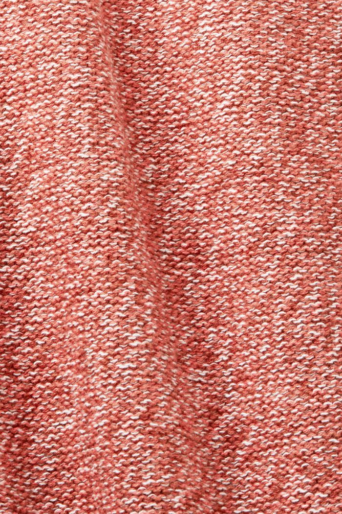 Avoin, pitkä neuletakki, 100 % puuvillaa, CORAL RED, detail image number 4